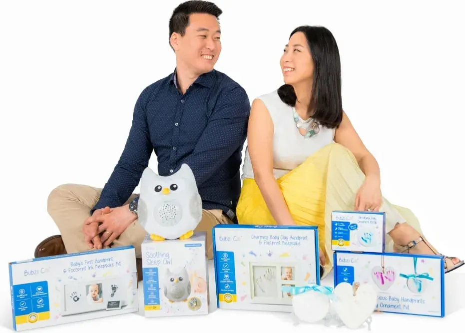 Eli and his wife, co-founders of Bubzi Co, with their products